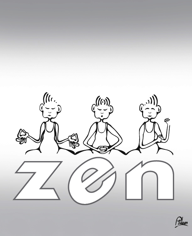 Dessin de zenitude : exercie de relaxation en trois étapes : inspiration, concentration et rien à foutre